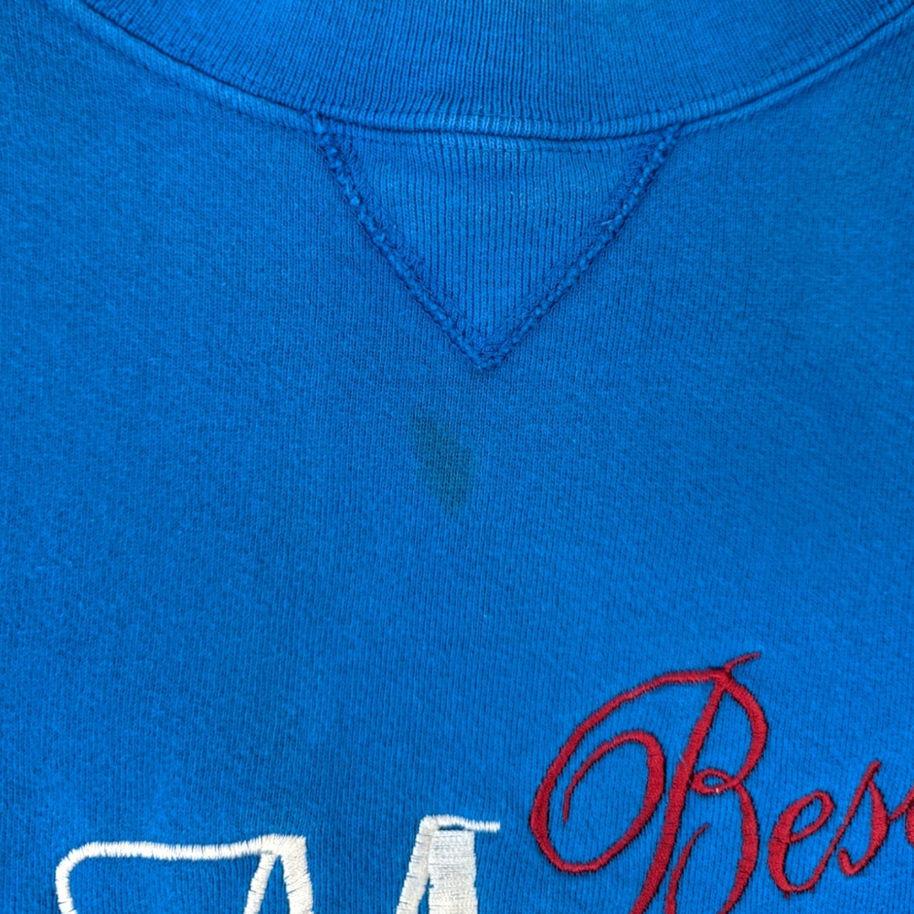 Vintage 80s 90s Best Mom Sweatshirt Embroidered Blue Womens XL Made in USA - Picture 4 of 12